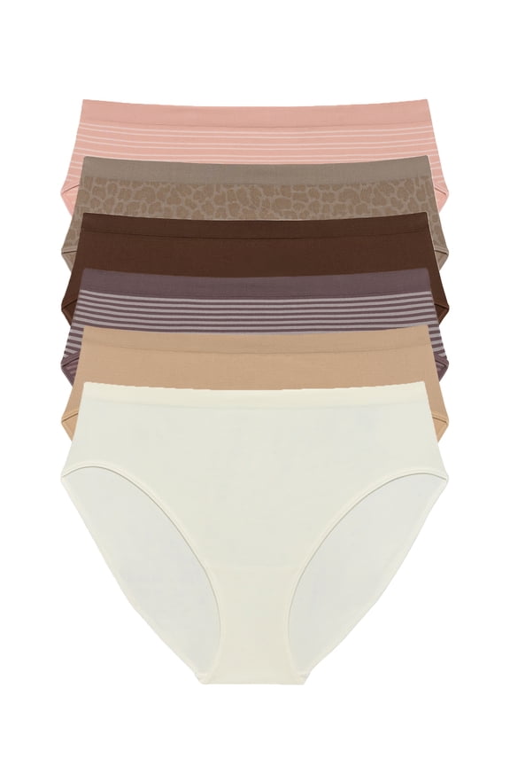 Women's Seamless High Cut Panties, 6-Pack, Sizes XS-XXXL