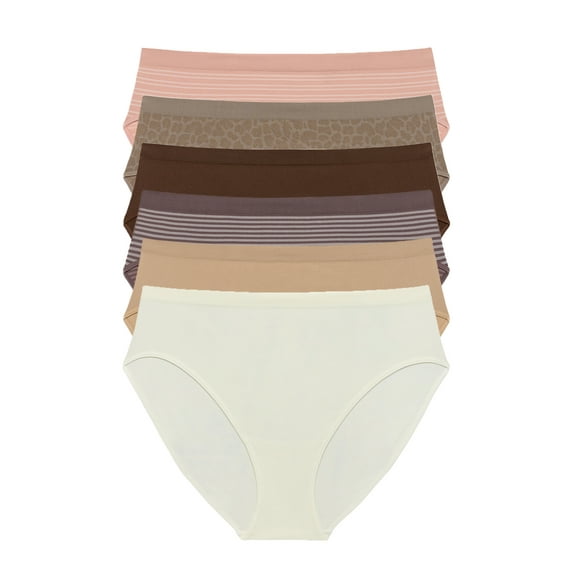 Joyspun Women's Seamless High Cut Panties, 6-Pack, Sizes XS-XXXL