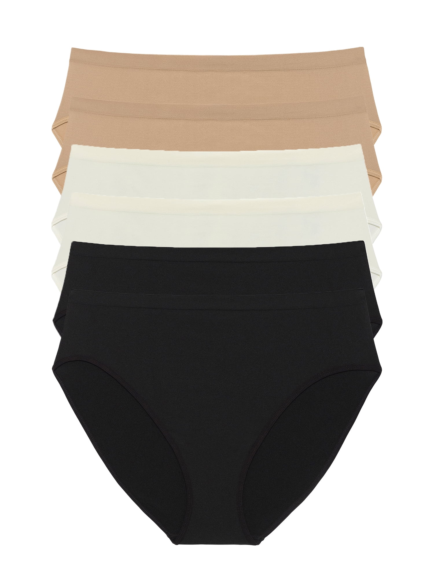 Joyspun Women's Seamless High Cut Panties, 6-Pack, Sizes XS-XXXL