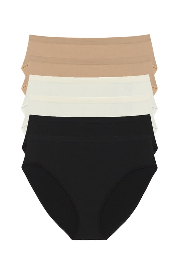 Women's Seamless High Cut Panties, 6-Pack, Sizes XS-XXXL