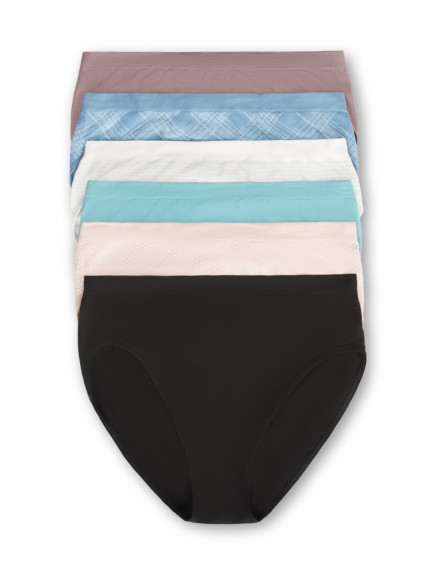 Joyspun Women's Seamless High Cut Panties, 6-Pack, Sizes XS-XXXL