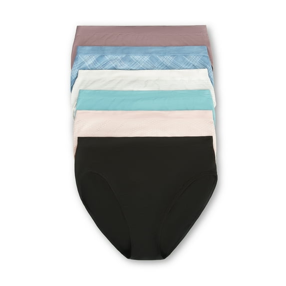 Joyspun Women's Seamless High Cut Panties, 6-Pack, Sizes XS-XXXL