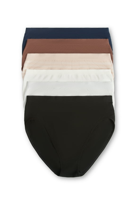 Women's Seamless High Cut Panties, 6-Pack, Sizes XS-XXXL