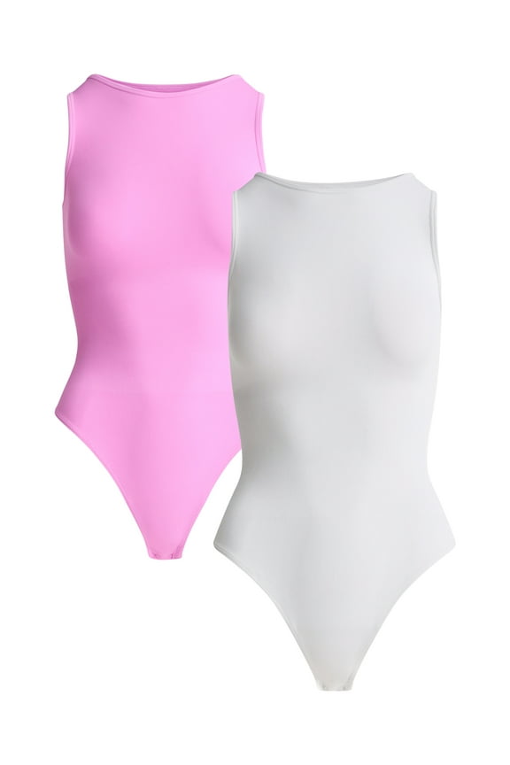 Women's Seamless Slimming High Neck Bodysuit, 2-Pack, Sizes XS-XXXL