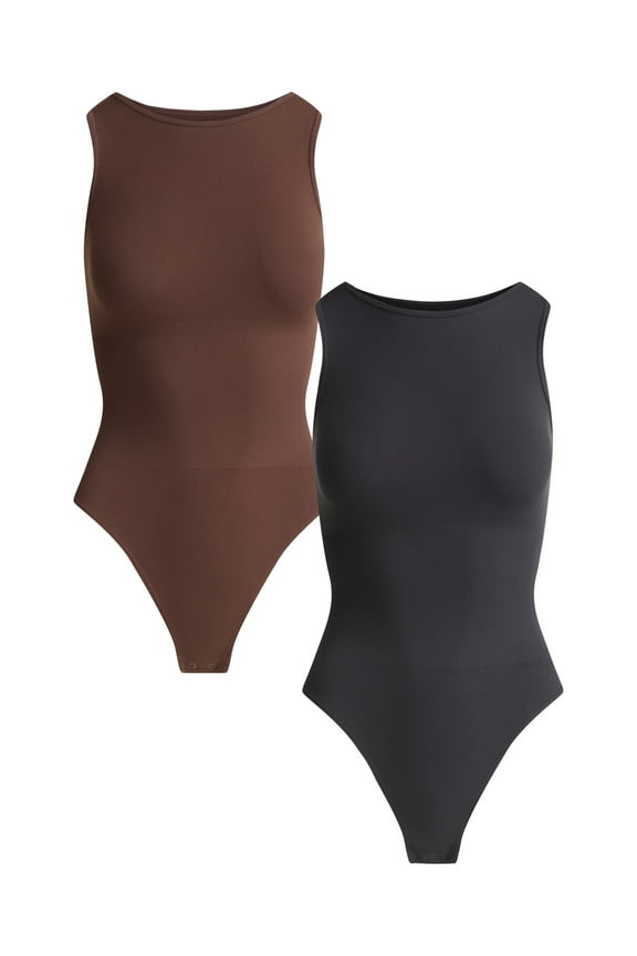 Women's Seamless Slimming High Neck Bodysuit, 2-Pack, Sizes XS-XXXL