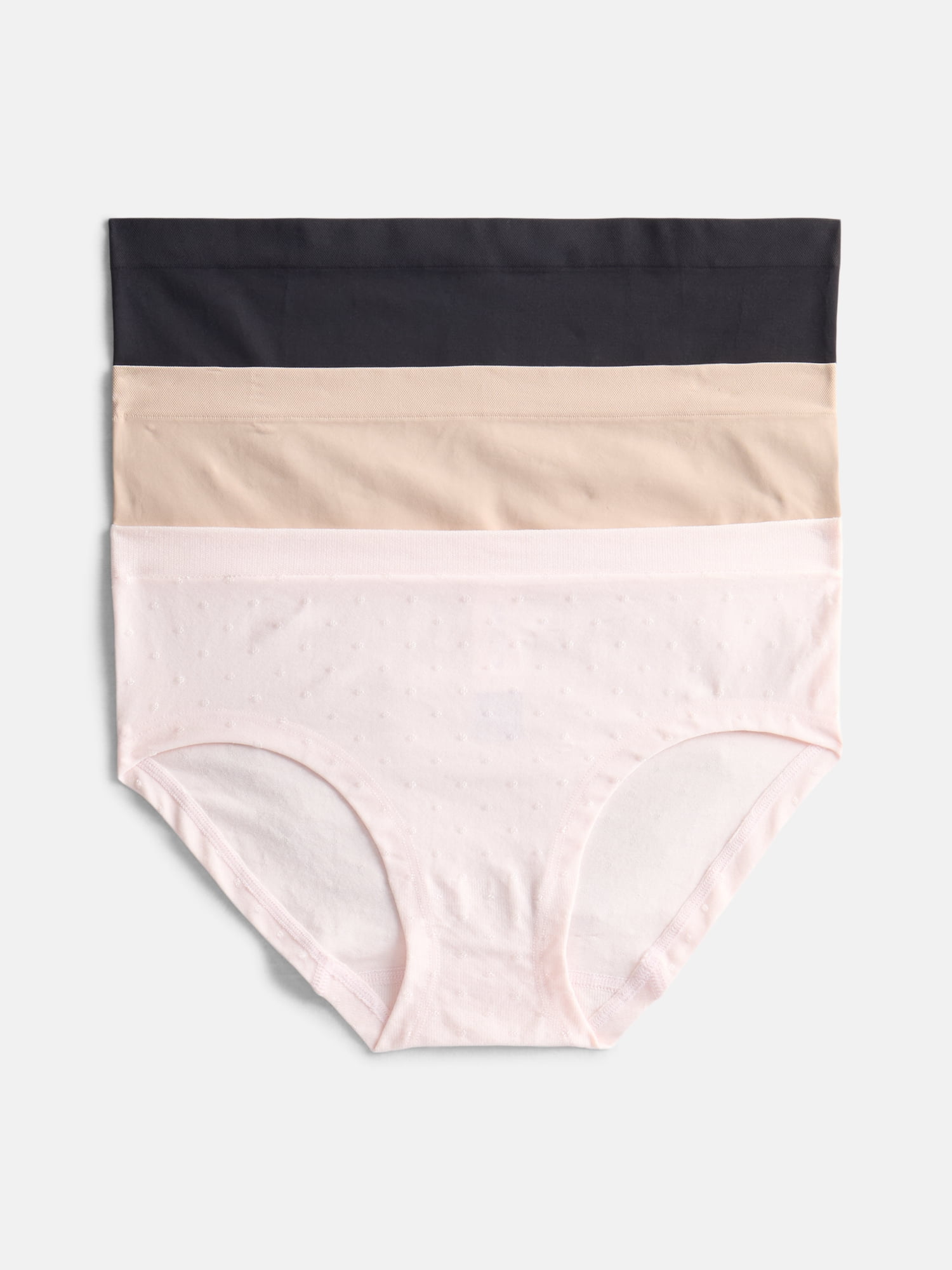 Joyspun Women's Seamless Hipster Panties, 3-Pack, Sizes XS-XXXL