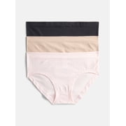 Joyspun Womens Seamless Hipster Panties, 3-Pack, Sizes XS-L