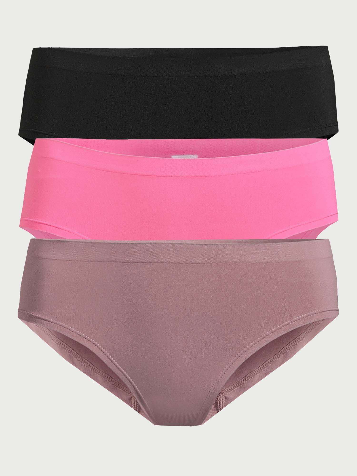 Joyspun Women's Microfiber Hipster Panties, 3-Pack, Sizes XS to