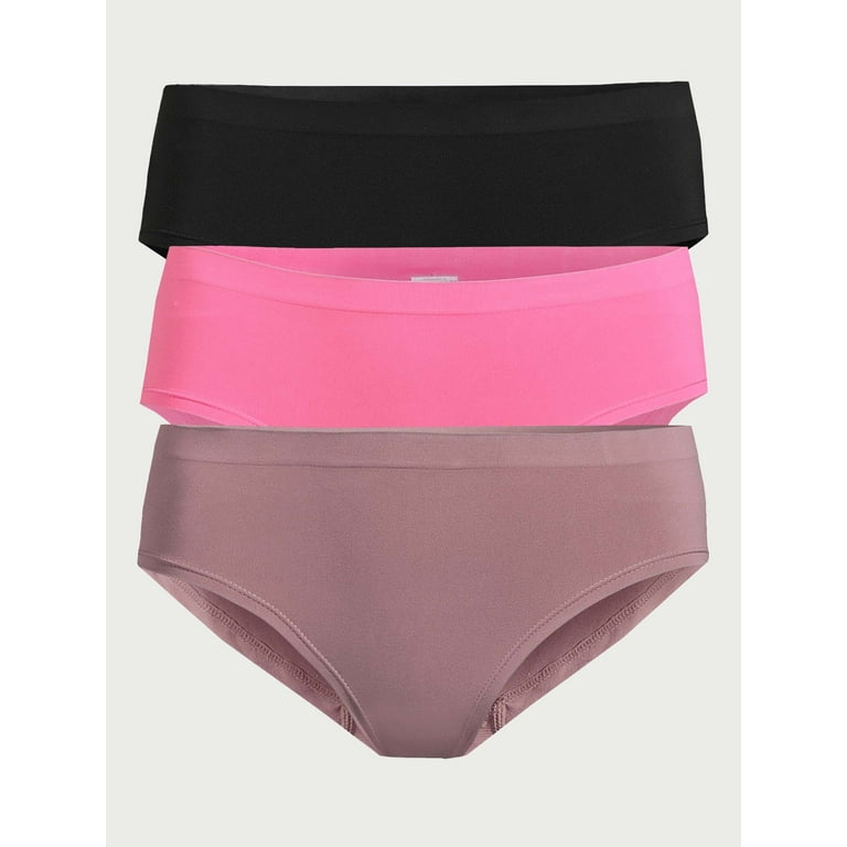 Joyspun Women's Seamless Bikini Panties, 3-Pack, Sizes XS to 3X 
