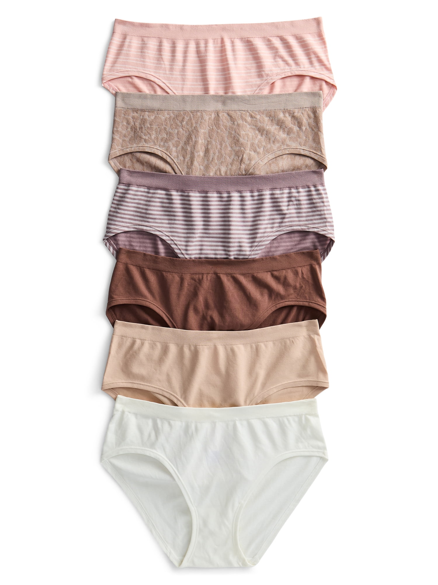 Joyspun Women's Seamless Hipster Panties, 6-Pack, Sizes XS-XXXL