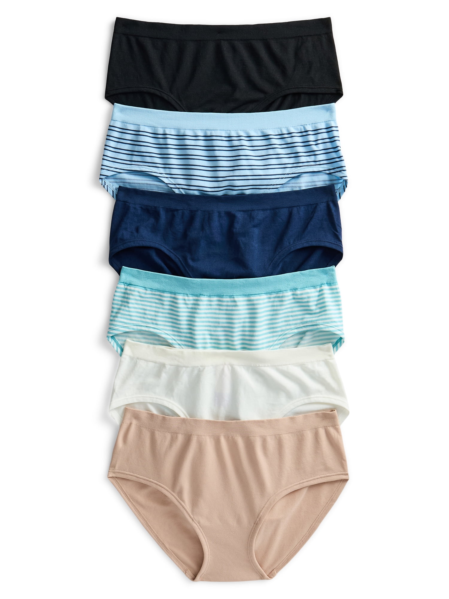 Joyspun Women's Seamless Hipster Panties, 6-Pack, Sizes XS-XXXL