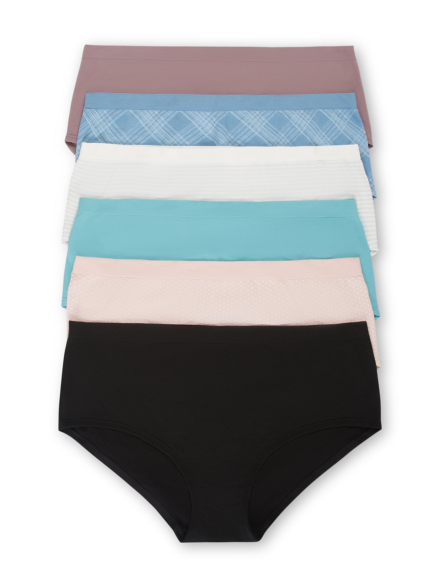 Joyspun Women's Seamless Hipster Panties, 6-Pack, Sizes XS-XXXL