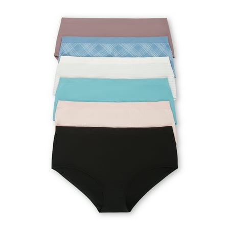 Joyspun Women's Seamless Hipster Panties, 6-Pack, Sizes XS-XXXL