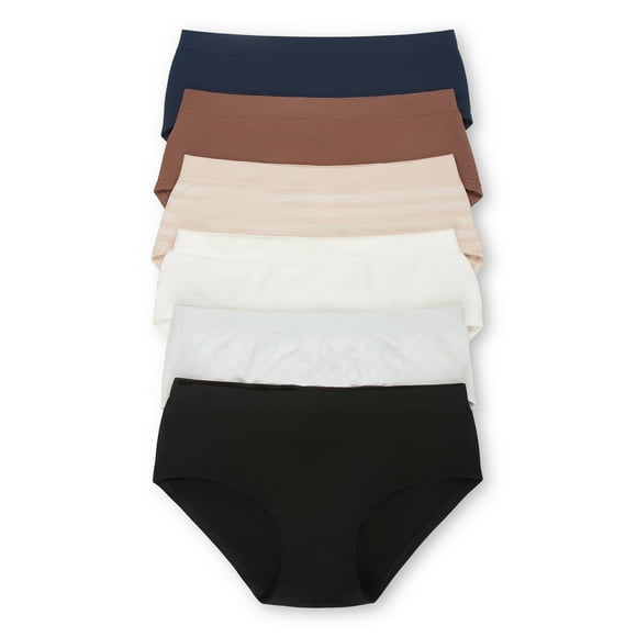 Joyspun Women's Seamless Hipster Panties, 6-Pack, Sizes XS-XXXL