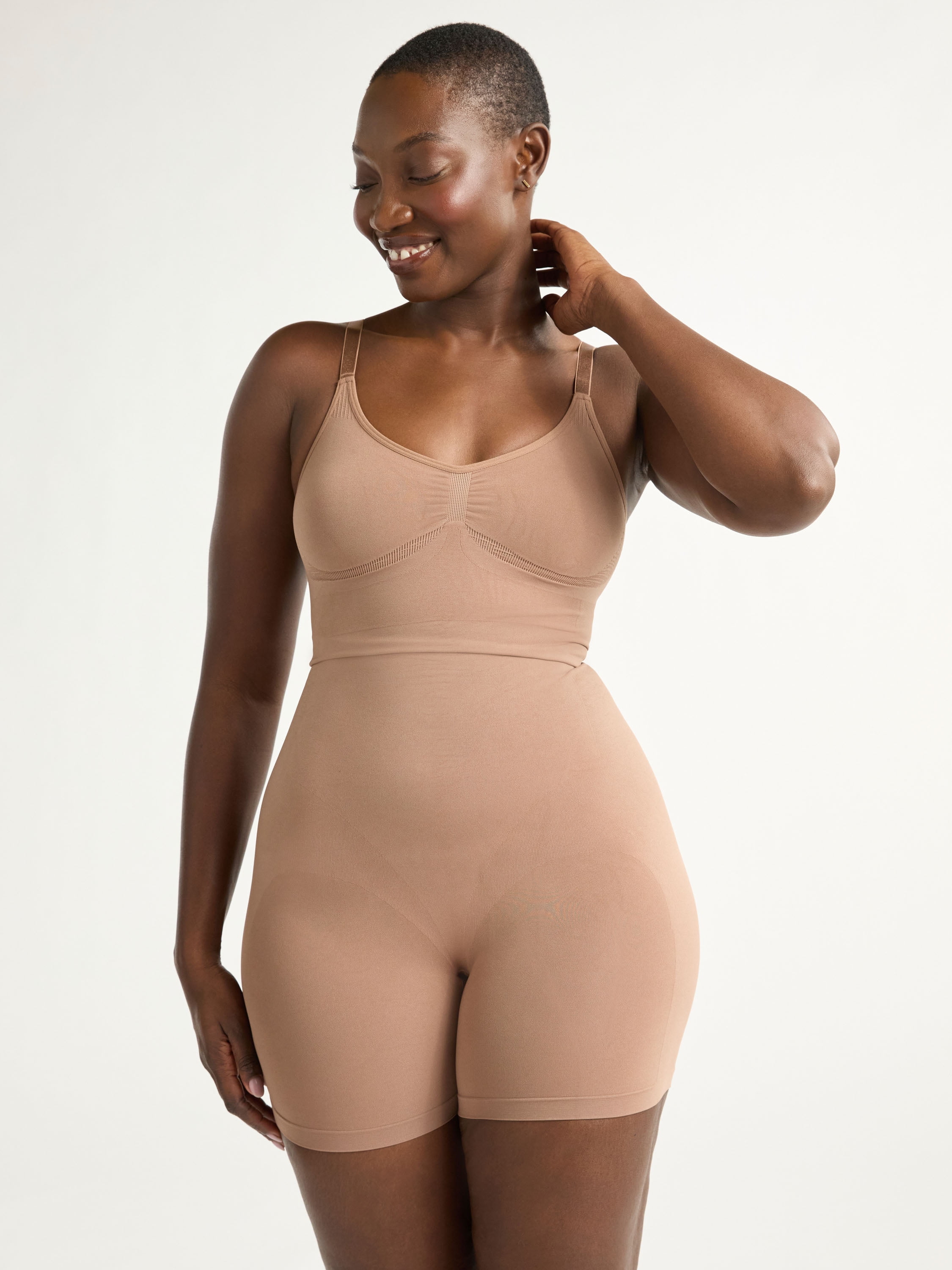 Joyspun Women's Seamless Mid-Thigh Bodysuit, Sizes S-3XL