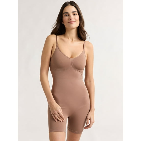 Joyspun Women's Seamless Mid-Thigh Bodysuit, Sizes S-3XL