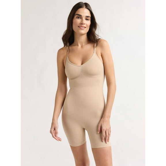 Joyspun Women's Seamless Mid-Thigh Bodysuit, Sizes S-3XL