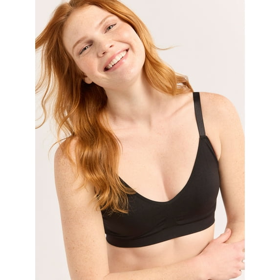 Joyspun Women's Seamless Plunge Pullover Bralette, Sizes S-3XL