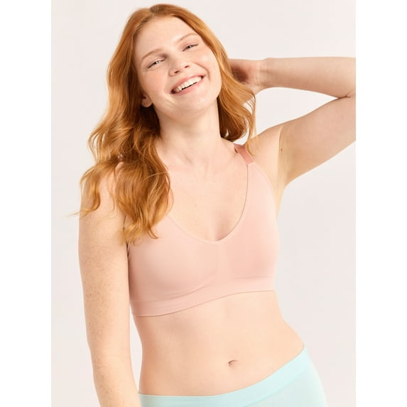 Joyspun Women's Seamless Plunge Pullover Bralette, Sizes S-3XL