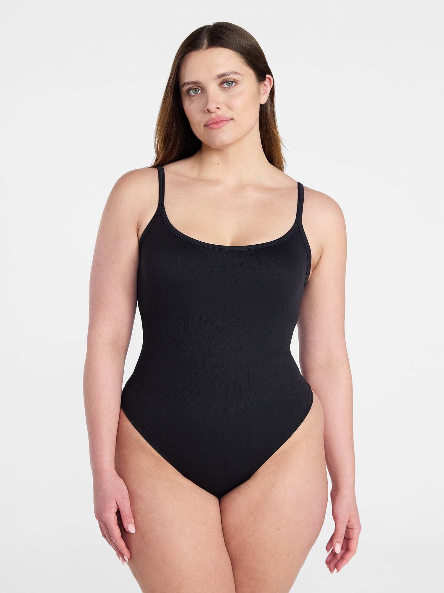 トップス pois/stretch rib bodysuit Joyspun Women's Seamless Ribbed Cami Bodysuit, Sizes S-XXXL