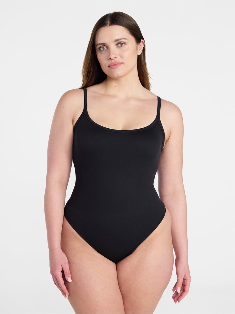 Joyspun Women's Seamless Ribbed Cami Bodysuit, Sizes S-XXXL