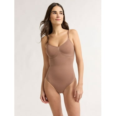 Joyspun Women's Seamless Sculpting Thong Bodysuit, Sizes S-3XL