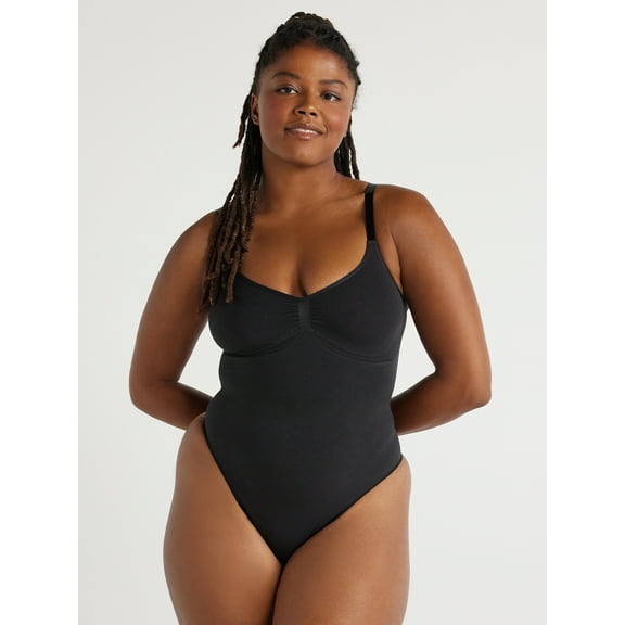 Joyspun Women's Seamless Sculpting Thong Bodysuit, Sizes S-3XL
