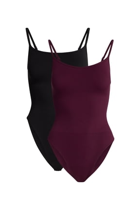 Women's Seamless Shaping Ribbed Cami Bodysuit, 2-Pack, Sizes XS-XXXL