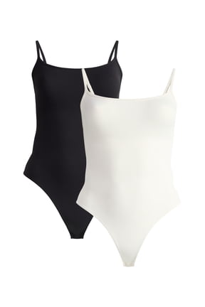 Women's Seamless Shaping Ribbed Cami Bodysuit, 2-Pack, Sizes XS-XXXL