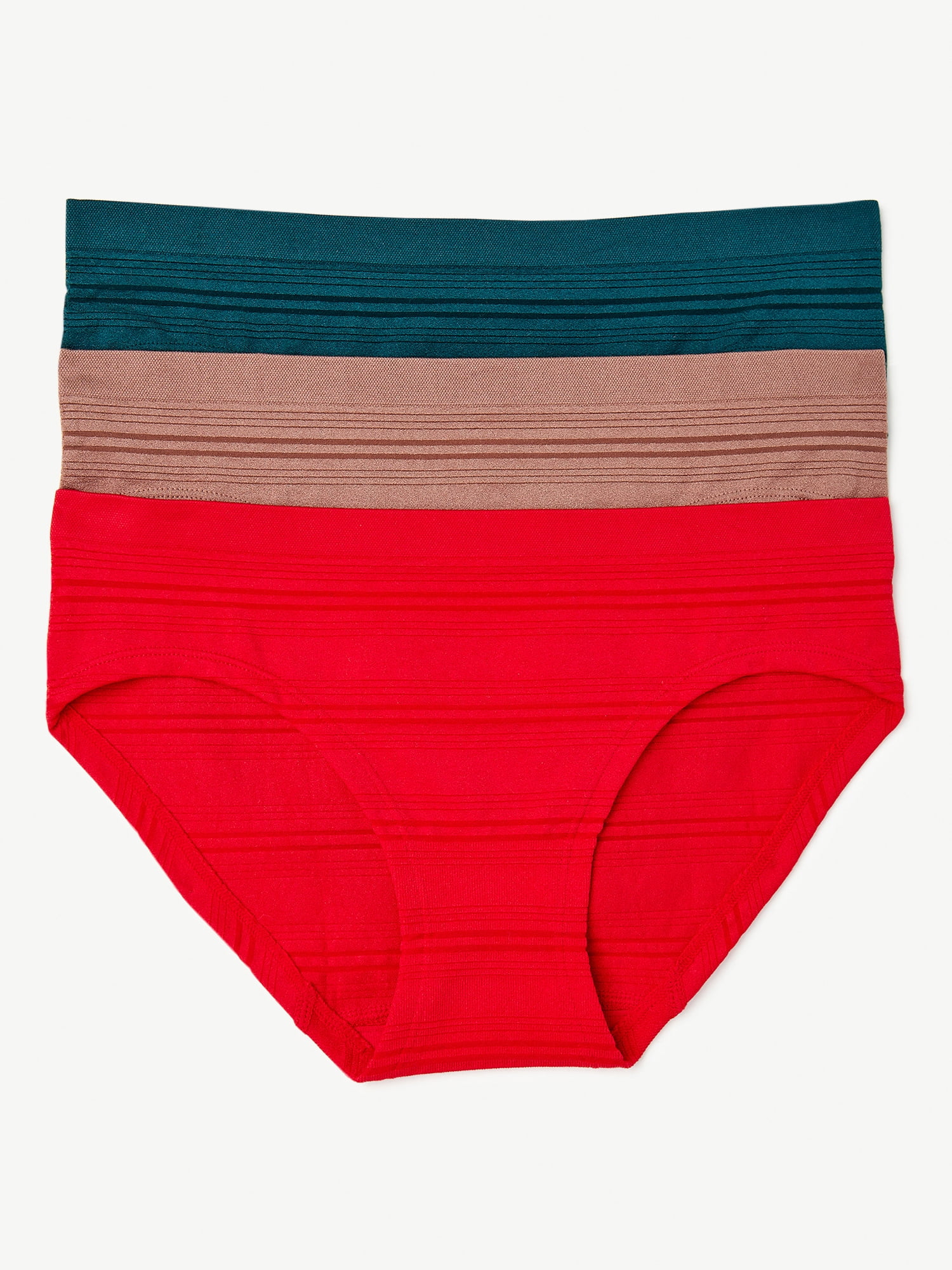 Joyspun Women's Seamless Sheer Stripe Hipster Panties, 3-Pack, Sizes S-3XL