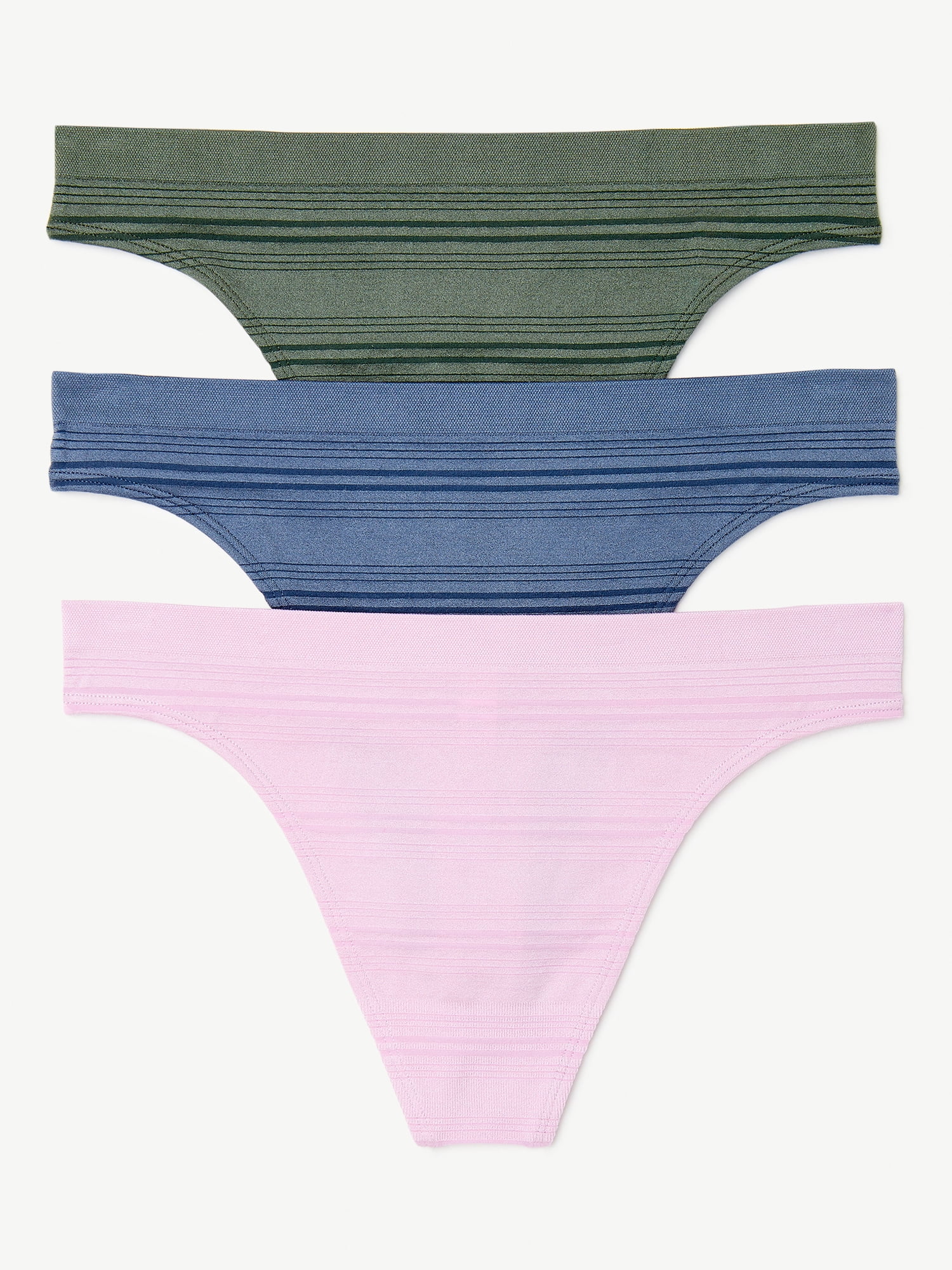 Joyspun Women's Seamless Thong Panties, 3-Pack, Sizes XS to 3X 