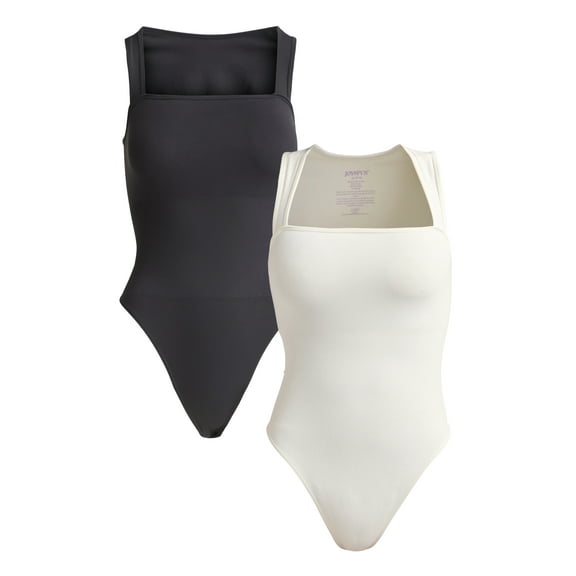 Joyspun Women's Slimming Seamless Sleeveless Bodysuit, 2-Pack, Sizes S-3X