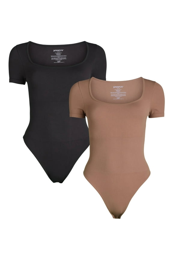 Women's Seamless Slimming Bodysuit with Short Sleeves, 2- Pack, Sizes XS-XXXL