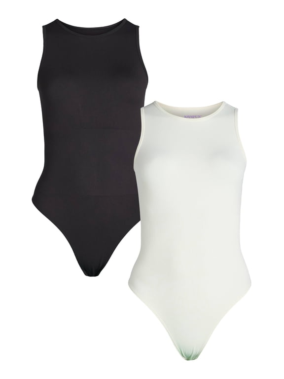 Women's Seamless Slimming High Neck Bodysuit, 2-Pack, Sizes XS-XXXL