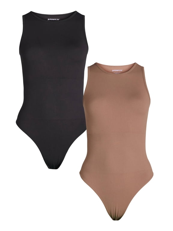 Women's Seamless Slimming High Neck Bodysuit, 2-Pack, Sizes XS-XXXL