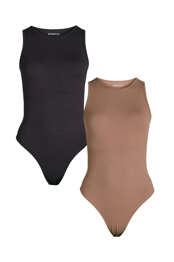 Women's Seamless Slimming High Neck Bodysuit, 2-Pack, Sizes XS-XXXL