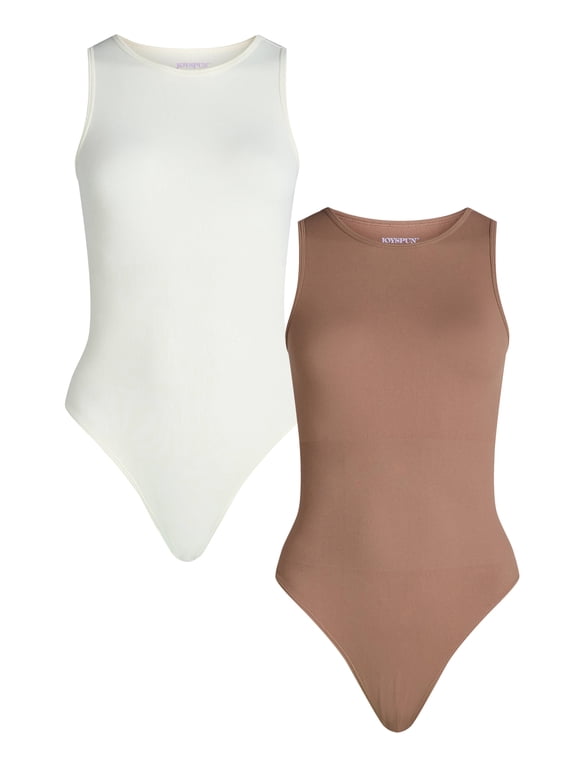 Women's Seamless Slimming High Neck Bodysuit, 2-Pack, Sizes XS-XXXL