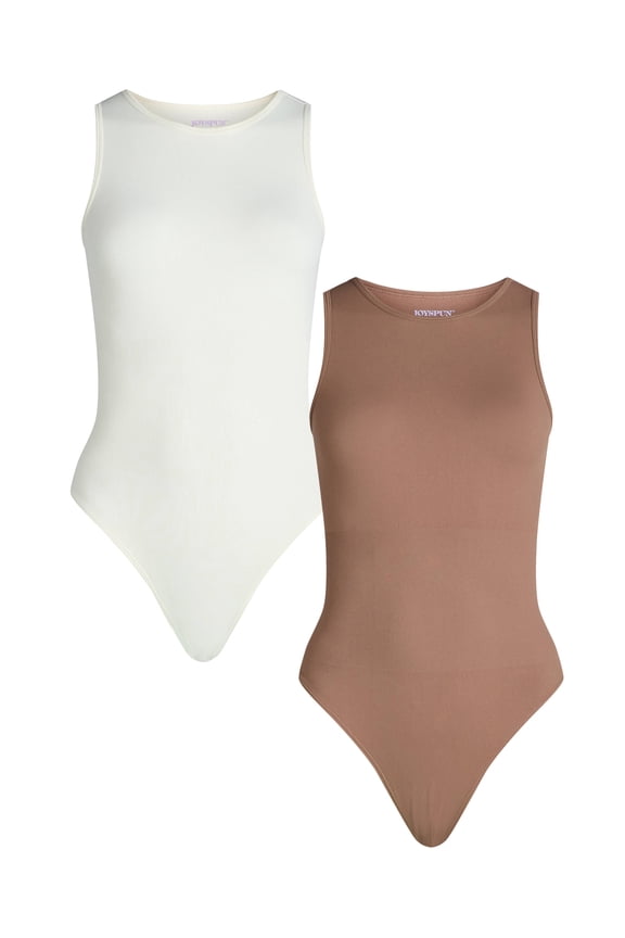Women's Seamless Slimming High Neck Bodysuit, 2-Pack, Sizes XS-XXXL