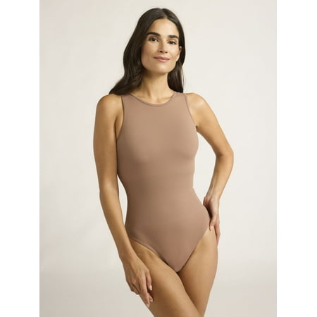 Joyspun Women's Seamless Slimming High Neck Bodysuit, Sizes XS-XXXL
