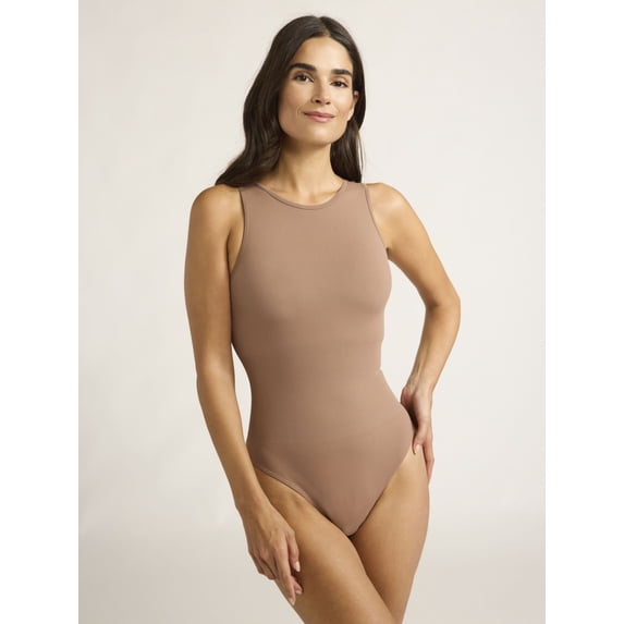 Joyspun Women's Seamless Slimming High Neck Bodysuit, Sizes XS-XXXL