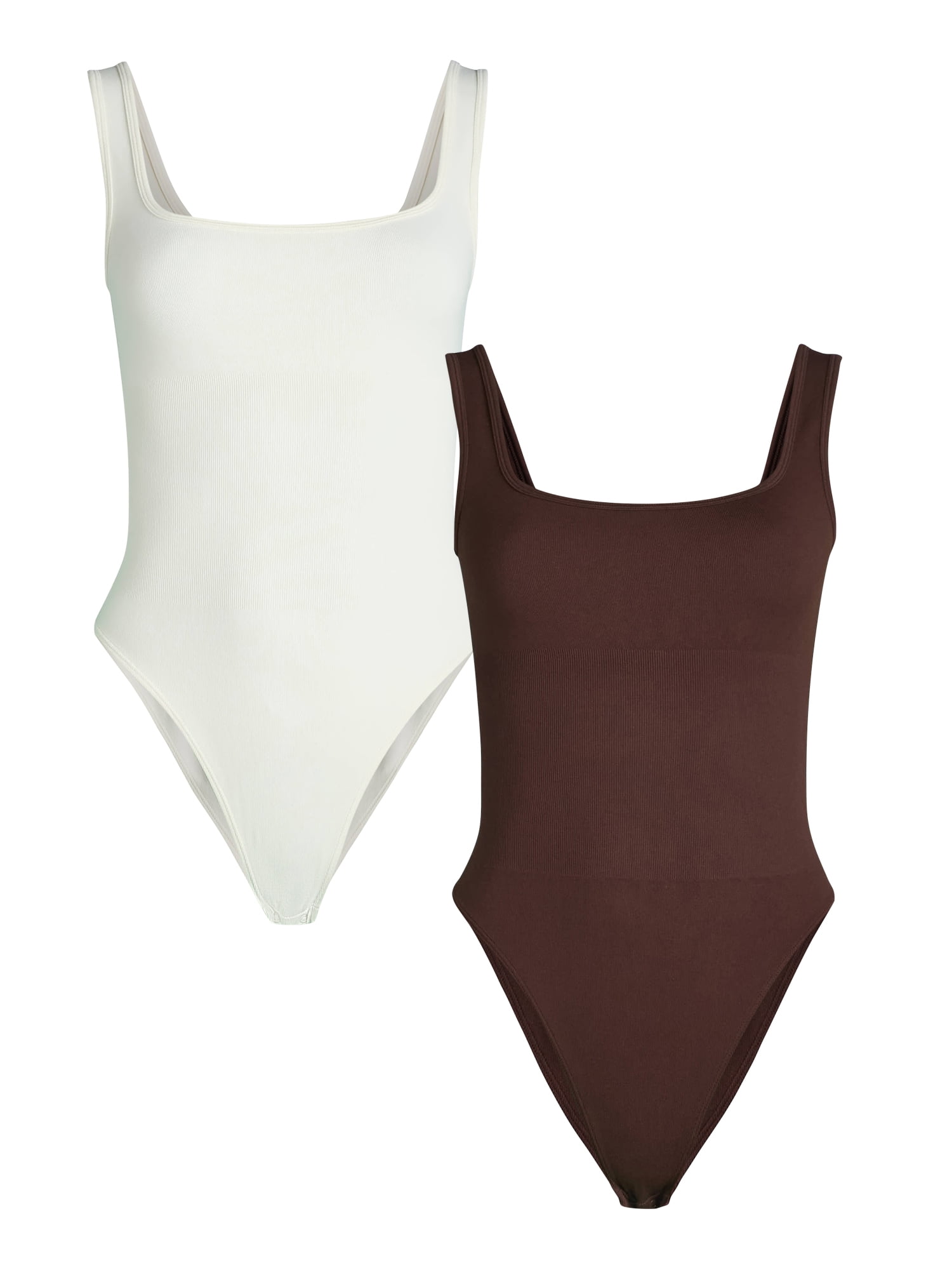 Joyspun Women's Seamless Slimming Square Neck Tank Bodysuit, 2