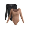 thumbnail image 1 of Joyspun Women's Seamless Slimming Square Neck Bodysuit with Long-Sleeves, 2-Pack, Sizes S-3XL, 1 of 13