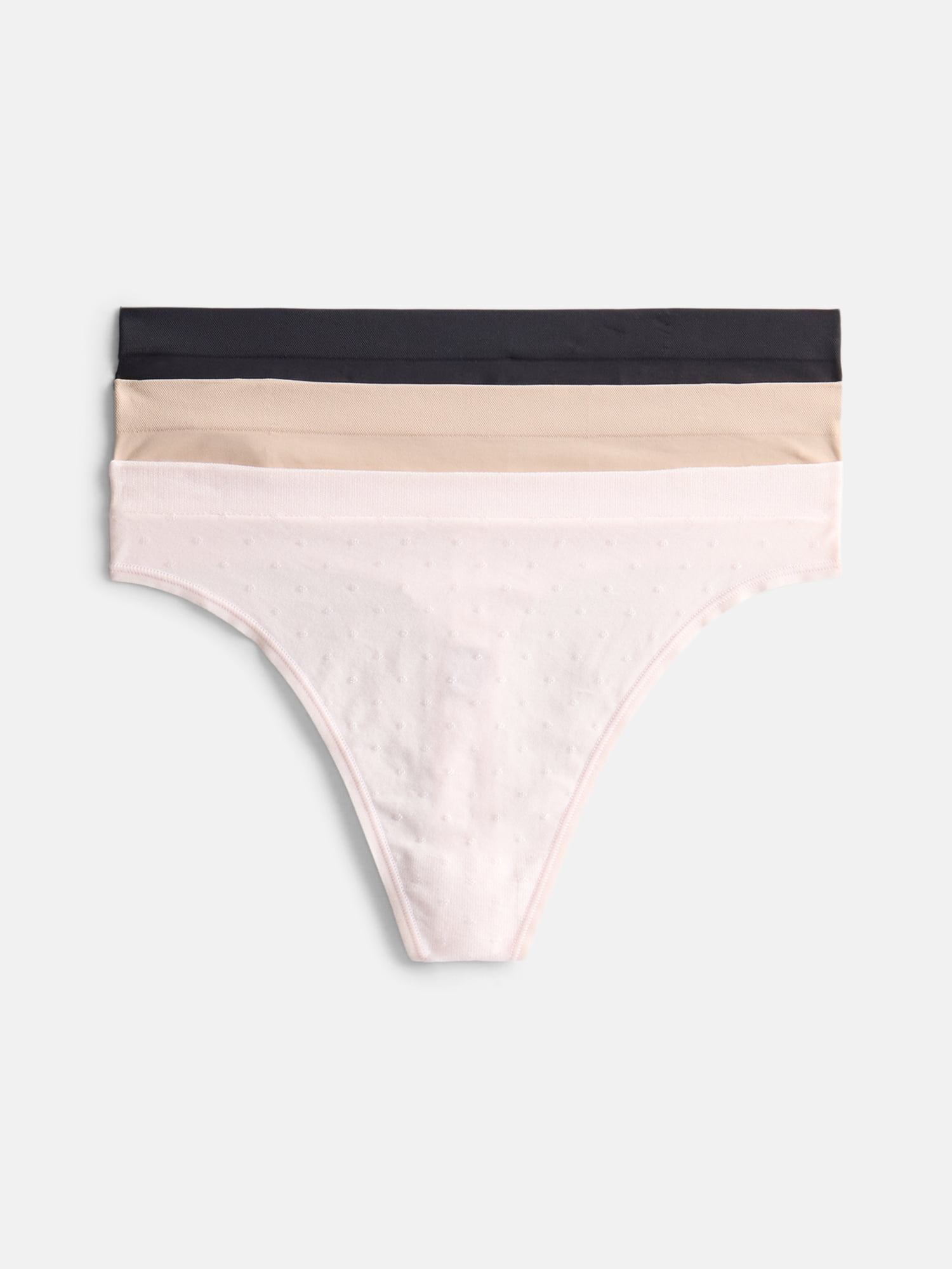 Joyspun Women's Seamless Thong Panties, 3-Pack, Sizes XS-XXXL