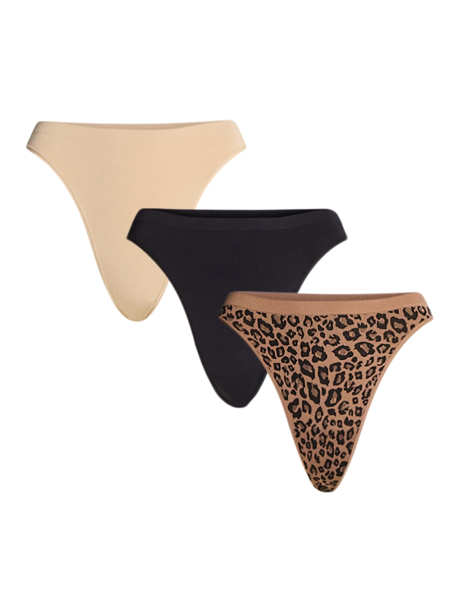 Joyspun Women's Seamless Thong Panties, 3-Pack, Sizes XS-3XL