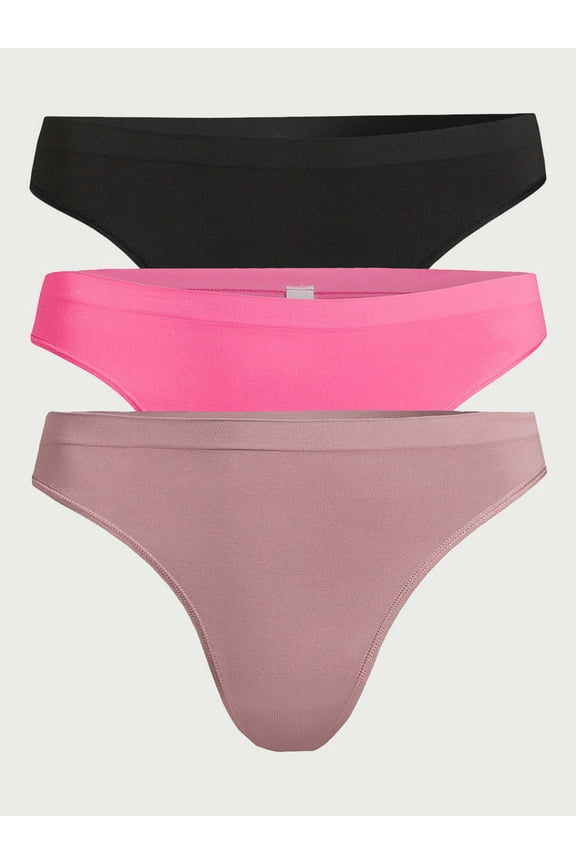 Women's Seamless Thong Panties, 3-Pack, Sizes XS to 3XL
