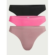 Joyspun Womens Seamless Thong Panties, 3-Pack, Sizes XS to 3XL