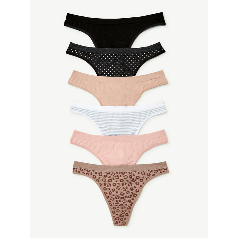 Joyspun Women's Seamless Thong Panties, 6-Pack, Sizes XS to 3XL - Walmart .com