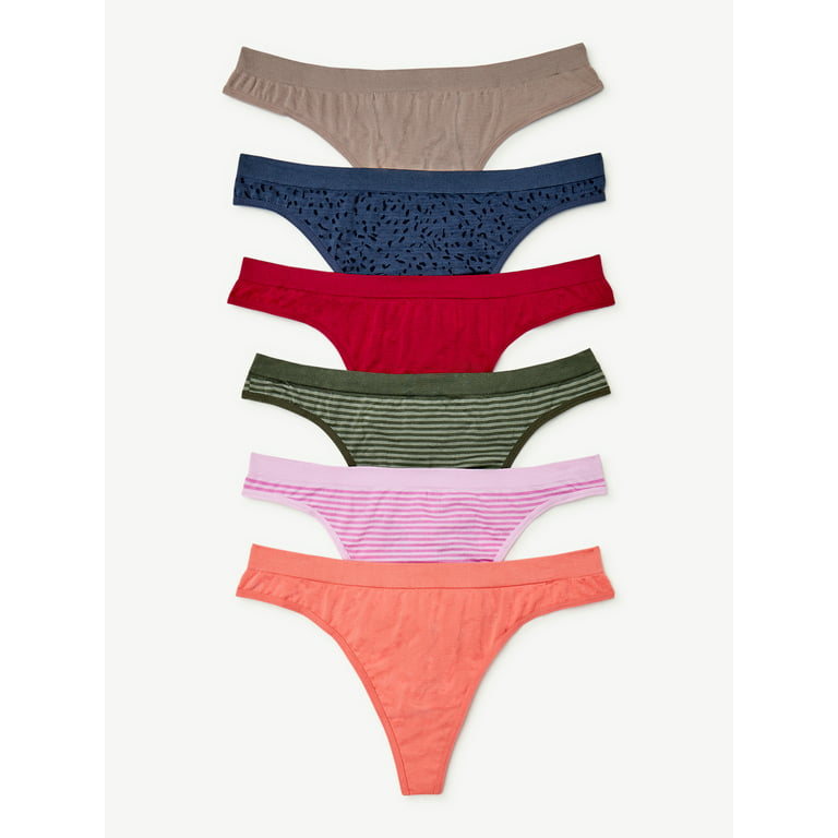 Joyspun Women's Seamless Thong Panties, 6-Pack, Sizes XS to 3XL -  Walmart.com
