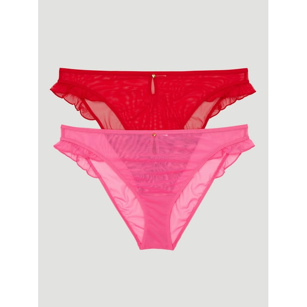 Joyspun Women's Stretch Lace Cheeky Panties, 6-Pack, Sizes S