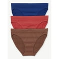 thumbnail image 1 of Joyspun Women's Sheer Stripe Seamless Bikini Panties, 3-Pack, Sizes to 3XL, 1 of 4